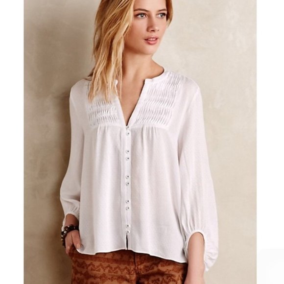 Anthropologie | Maeve Pintuck Peasant Boho Blouse - Picture 4 of 4